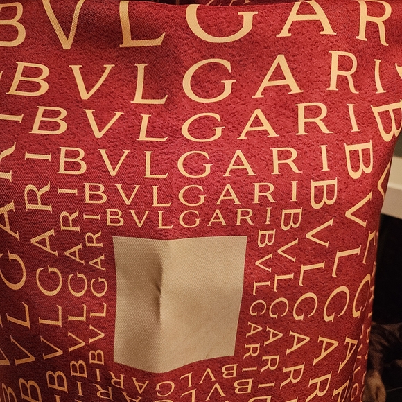 Bulgari Red and Gold Logo Scarf - Picture 2 of 6